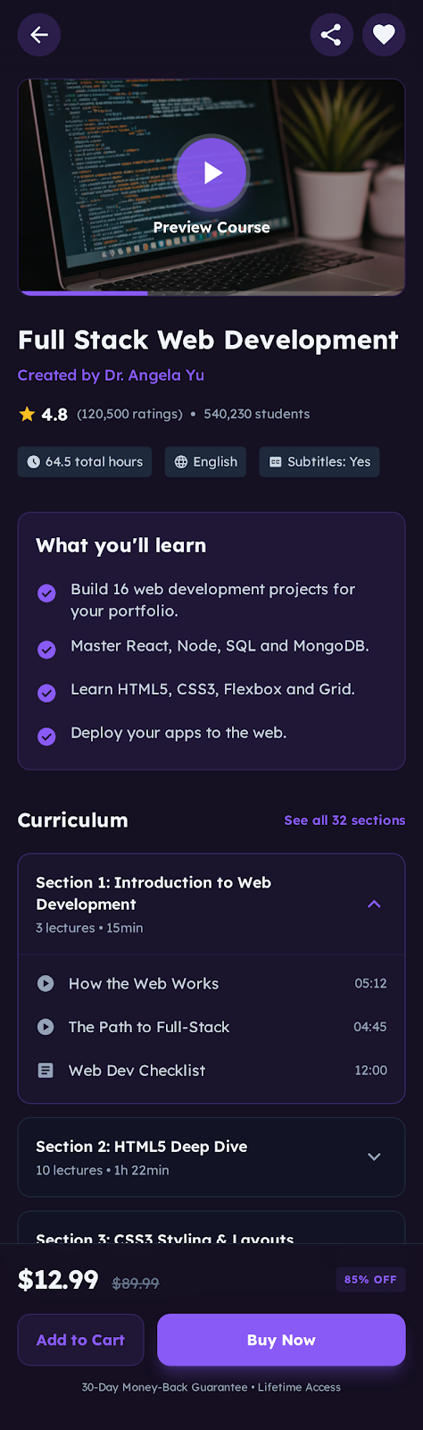 Udemy gibi uygulama maliyeti