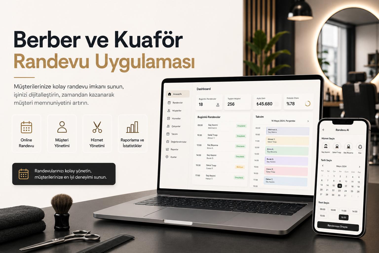 berber ve kuaför randevu uygulaması