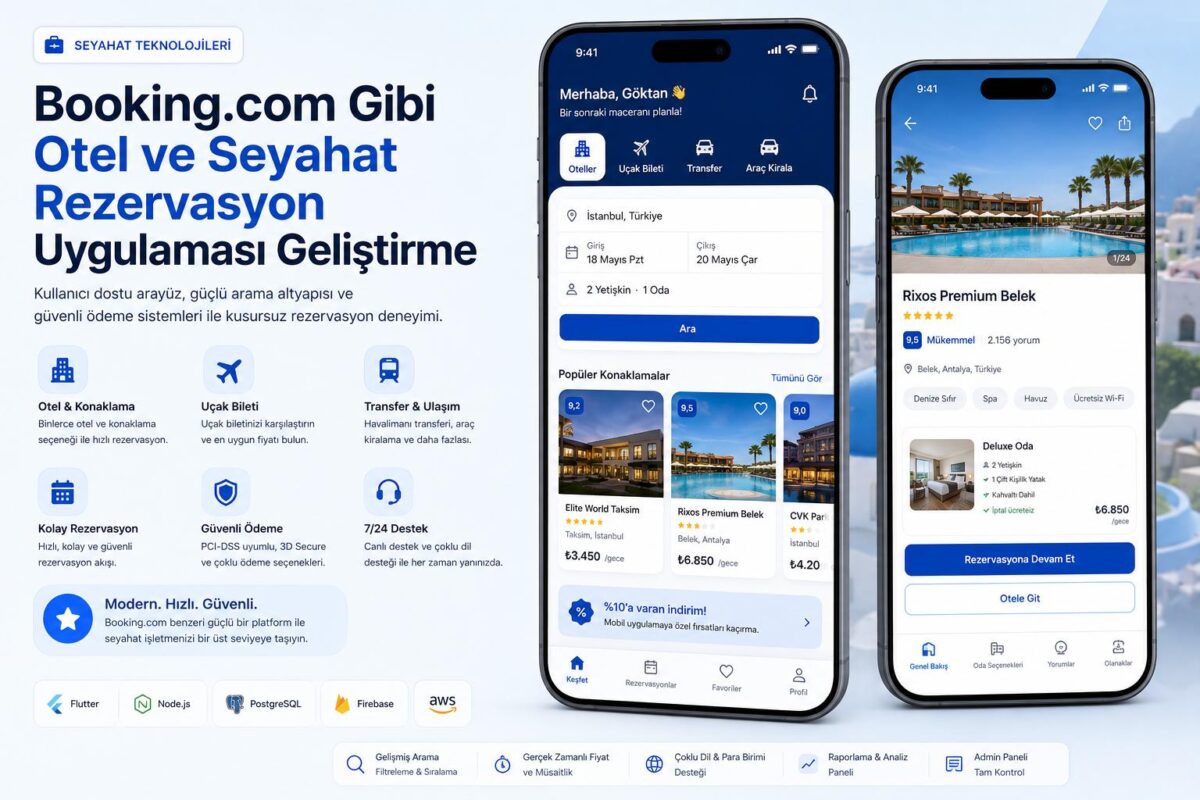 booking com gibi otel ve seyahat rezervasyon uygulaması