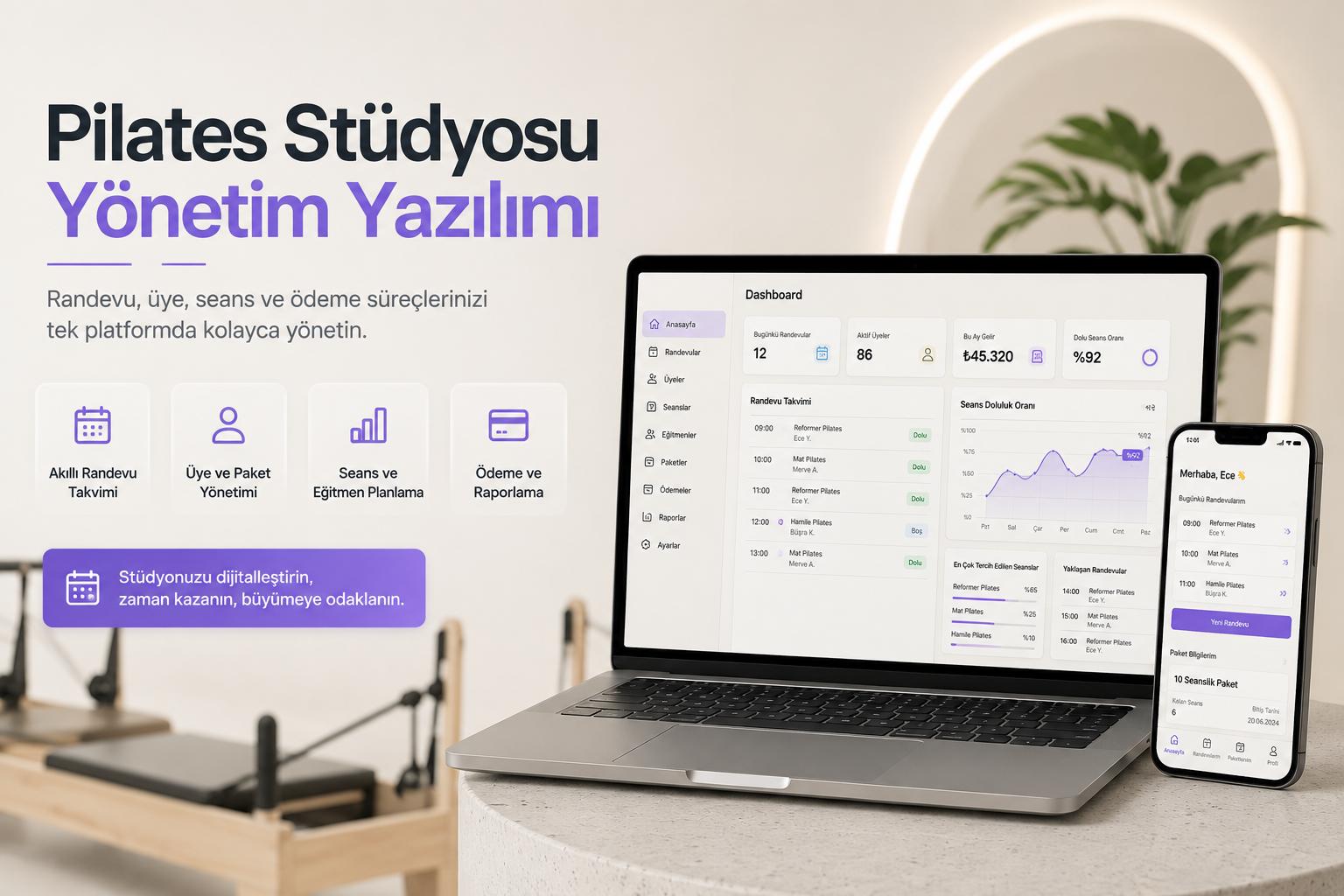 pilates stüdyosu yönetim yazılımı